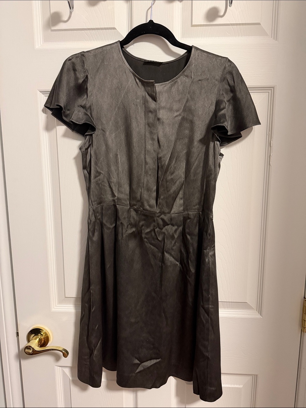 Theory Mini A-Line Dress in Charcoal Gray